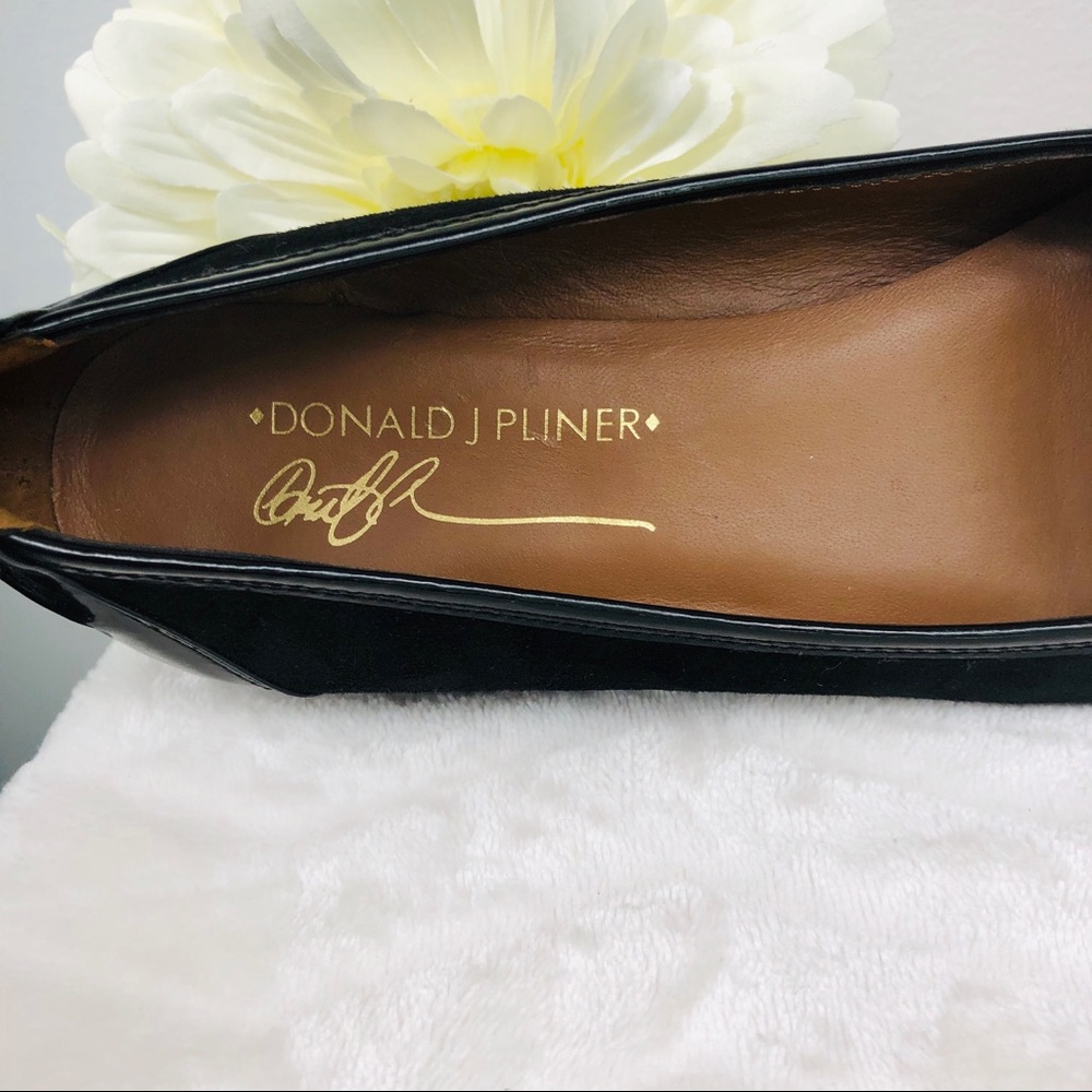 Donald J. Pliner Black Suede Wedge Flats with Gold Accent - Picture 10 of 10
